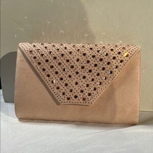 Elegant Tan Clutch with Studded Design